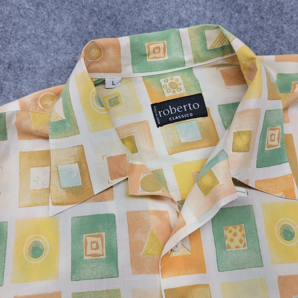 Roberto Classico Made In Italy Short Sleeve  Large Camp Shirt Cabana Resort - Picture 3 of 16